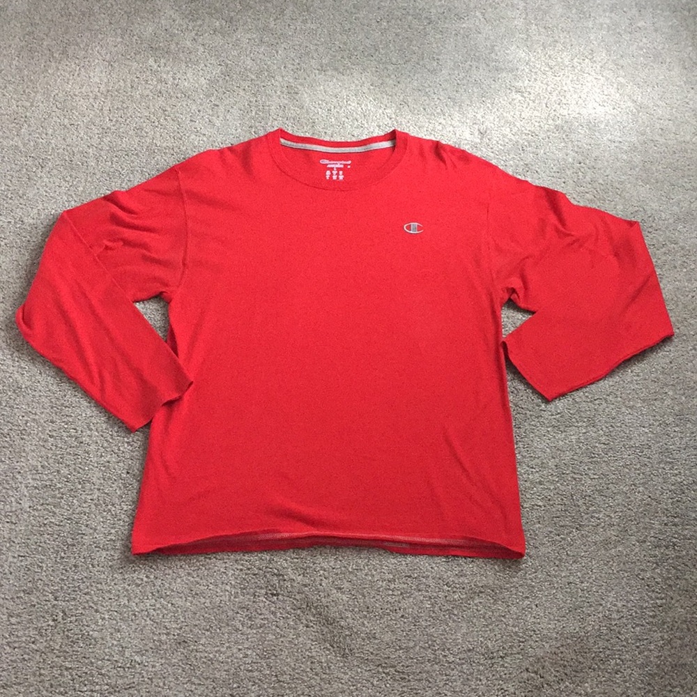 Red Long Sleeve Champion Tee Large
